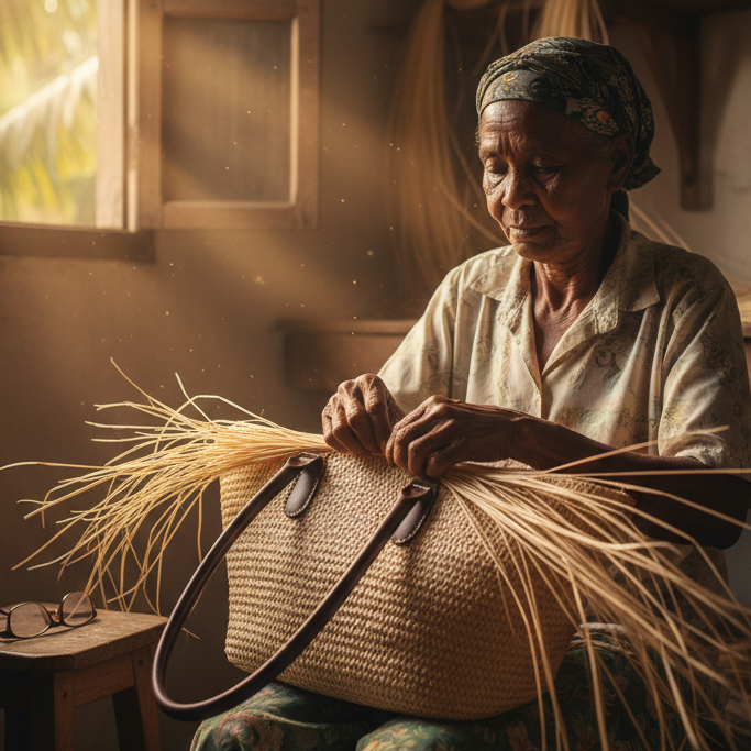 Fabrication d'un sac en raphia de Madagascar