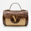 Sac cylindrique en raphia naturel et cuir Fitia