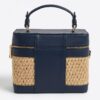 Vanity bag en raphia naturel et cuir Liana