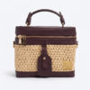 Liana bordeaux Vanity bag en raphia naturel et cuir Liana