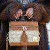 Vanity bag en raphia naturel et cuir Liana