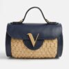 Sac bowling Mitia en raphia naturel et cuir de vachette