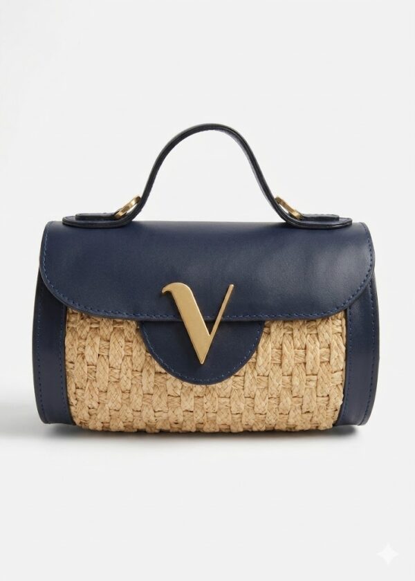 Sac bowling Mitia en raphia naturel et cuir de vachette