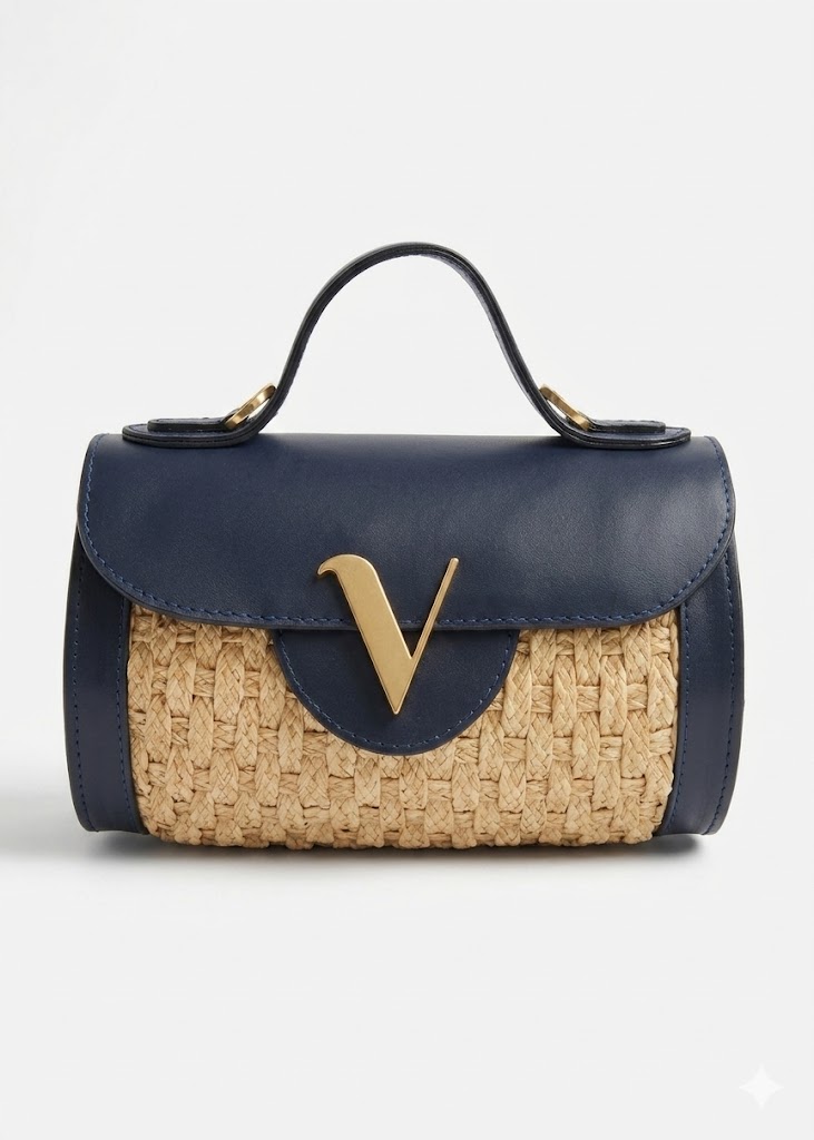 Sac bowling Mitia en raphia naturel et cuir de vachette