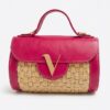 Sac cylindrique en raphia naturel et cuir Mitia