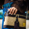 Vanity bag Liana marron clair Vanity bag en raphia et cuir Liana