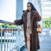 Vanity bag Liana marron clair Vanity bag en raphia et cuir Liana