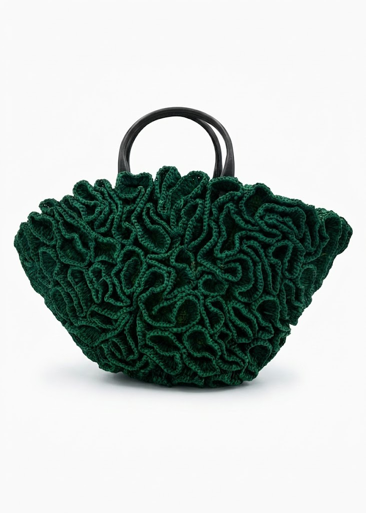 Ilaina Vert face Sac raphia volants vert Ilaina Vahinala