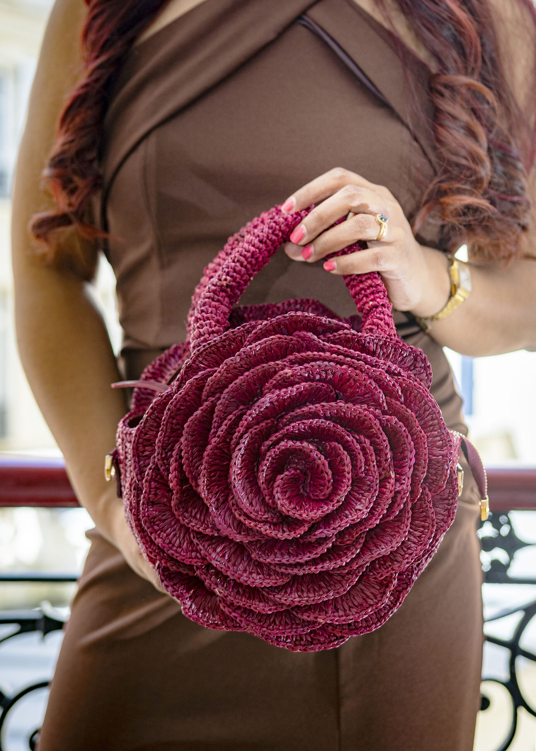 Sac Miora en raphia bordeaux Vahinala.2 Sac Miora en raphia bordeaux Vahinala