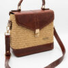 Sac à bandoulière en cuir et raphia SOA bordeaux