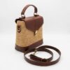 Sac à bandoulière en cuir et raphia SOA bordeaux